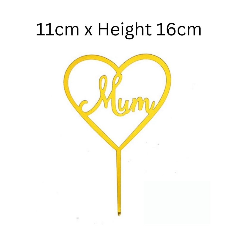 Cake Topper Heart Mum Mother's Day Acrylic