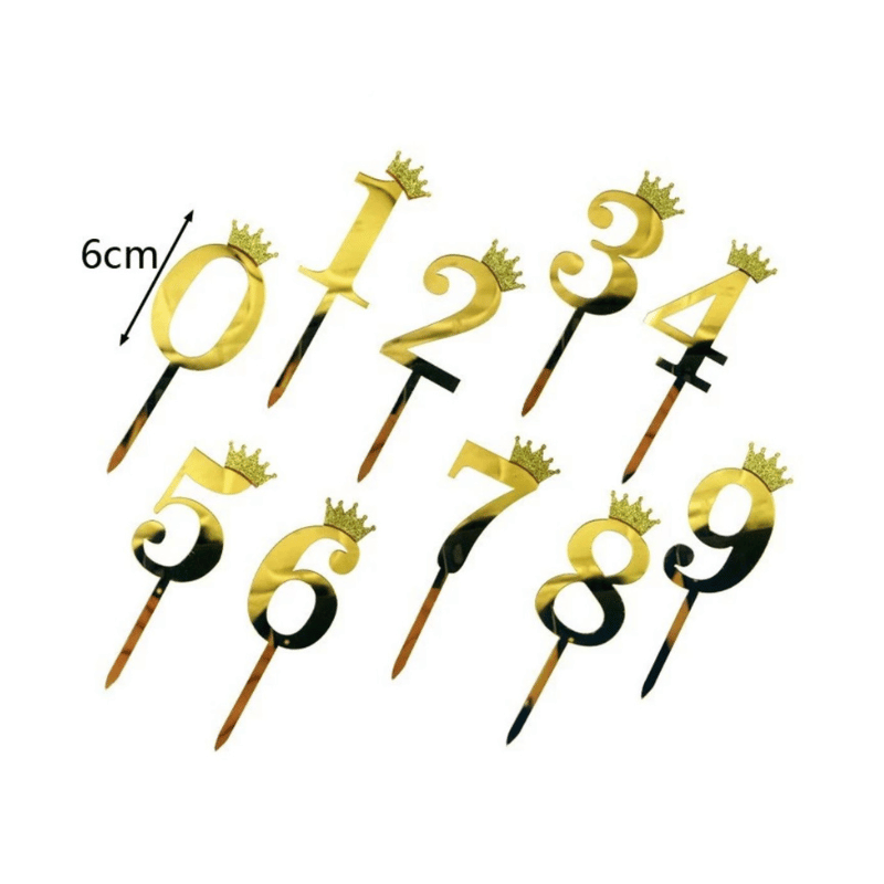 Number Cake Topper Gold Acrylic Glitter Crown