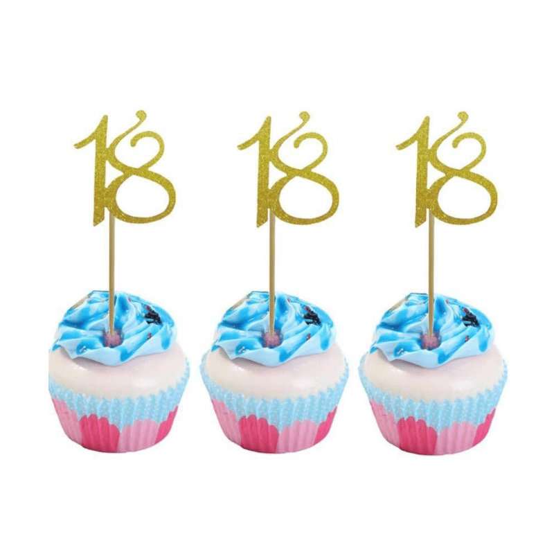 Cupcake Topper - Number 18 10pcs