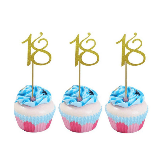 Cupcake Topper - Number 18 10pcs