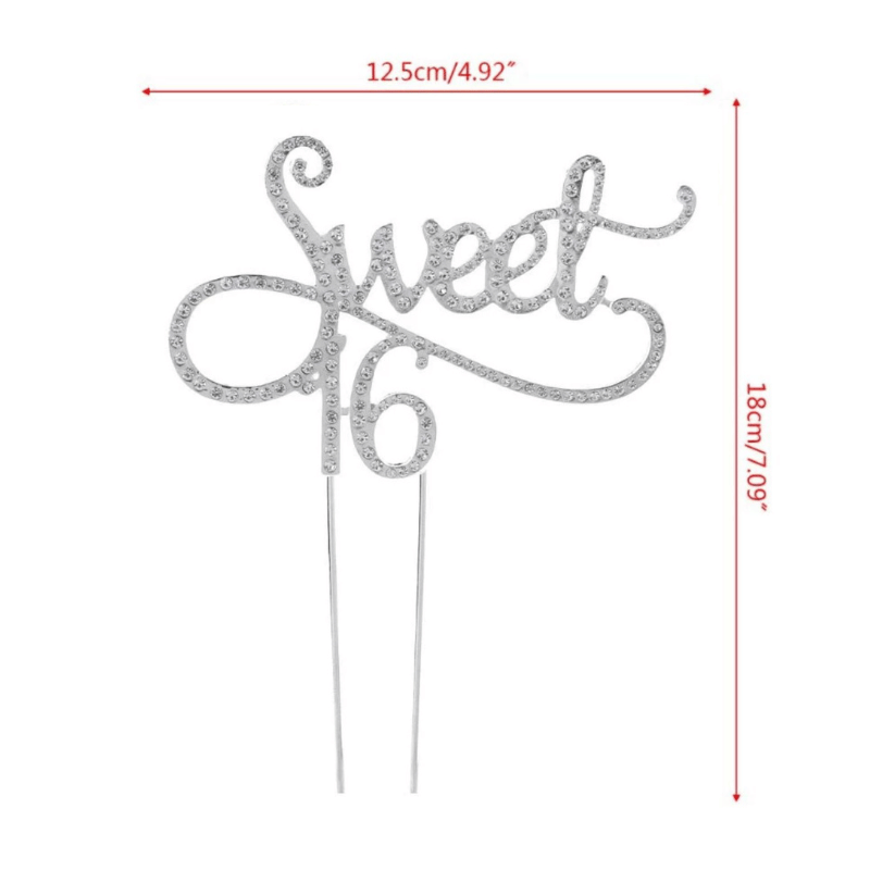 Cake Topper Sweet 16 Birthday Diamond Silver