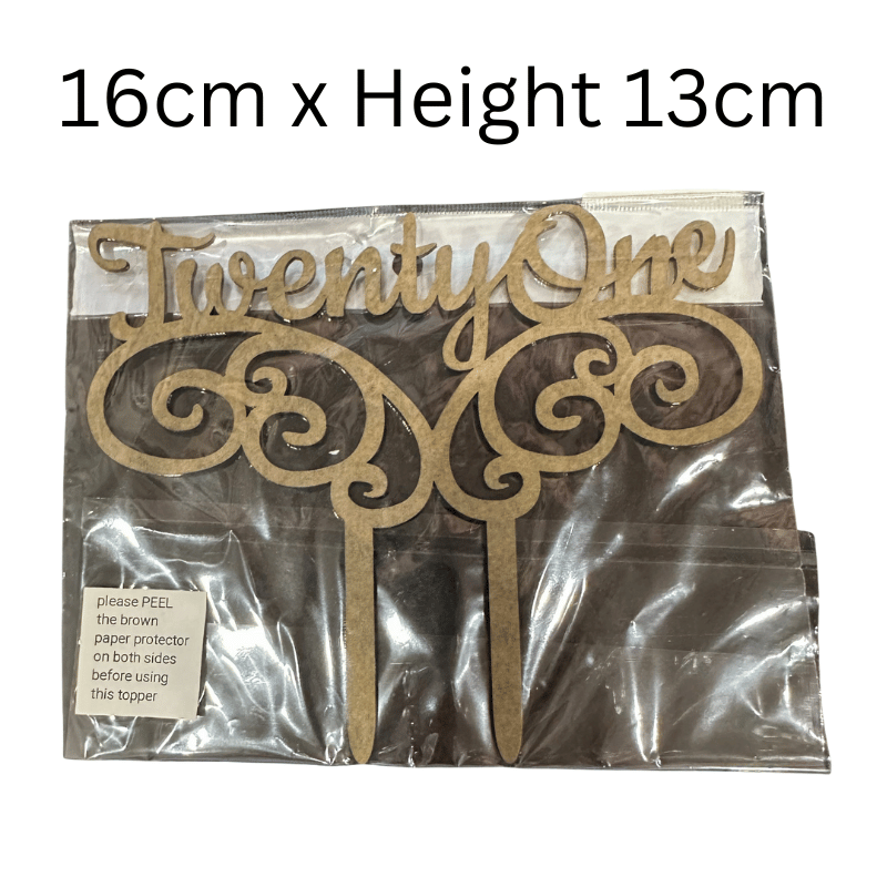 Cake Topper Twenty One Black Acrylic