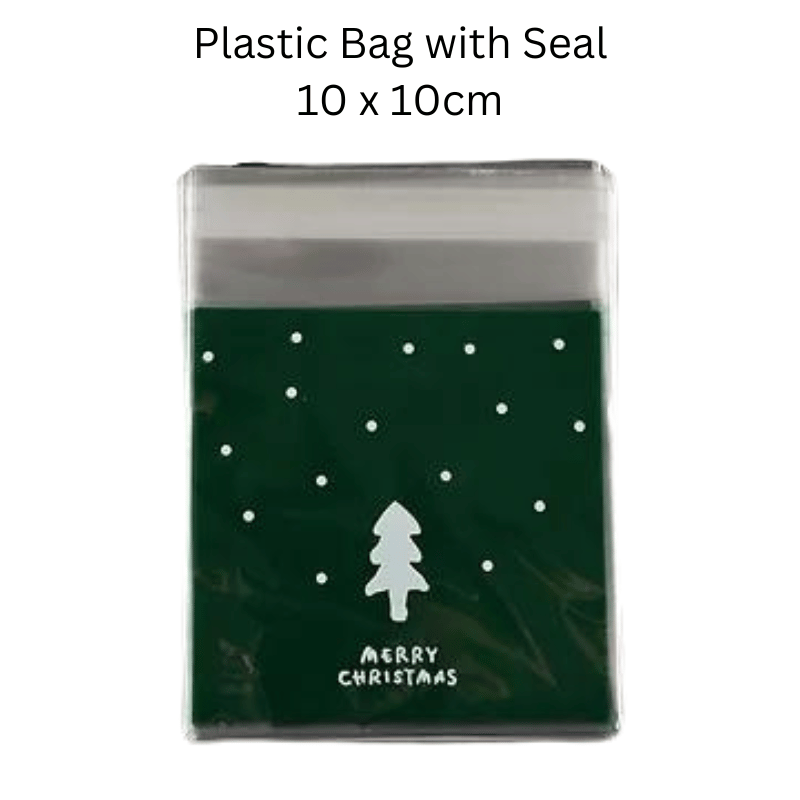 20pcs Plastic Bag with Seal - Christmas Tree Green - 10 x 10cm