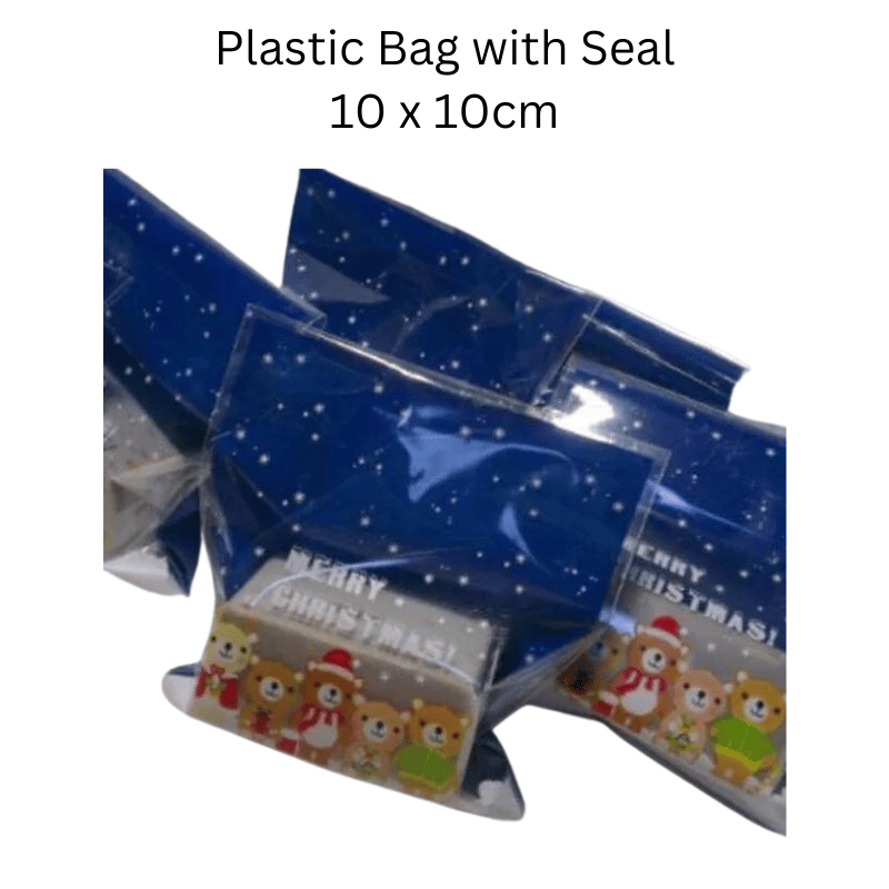 20pcs Plastic Bag with Seal - Christmas Bears - 10 x 10cm