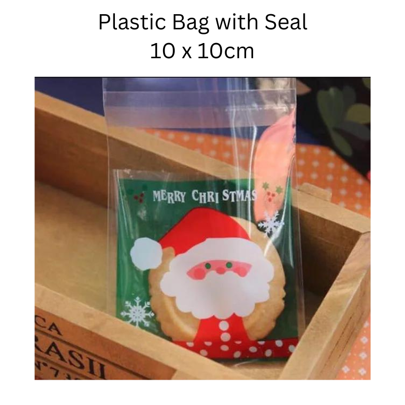 20pcs Plastic Bag with Seal - Santa - 10 x 10cm