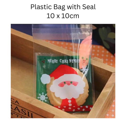 20pcs Plastic Bag with Seal - Santa - 10 x 10cm