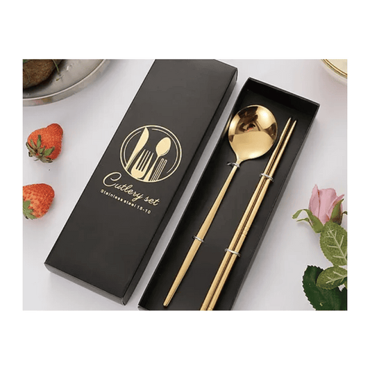 Premium Chopstick & Spoon Set Gold