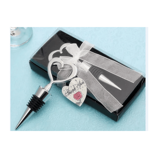 Bottle Stopper Heart Silver Black Box