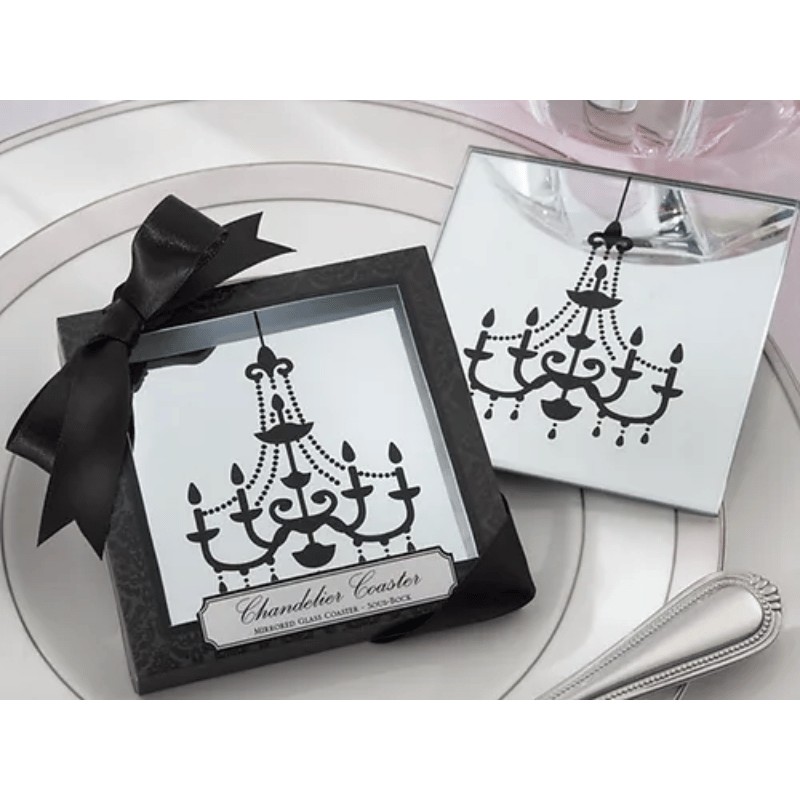 Chandelier Mirror Glass Coaster 2pc