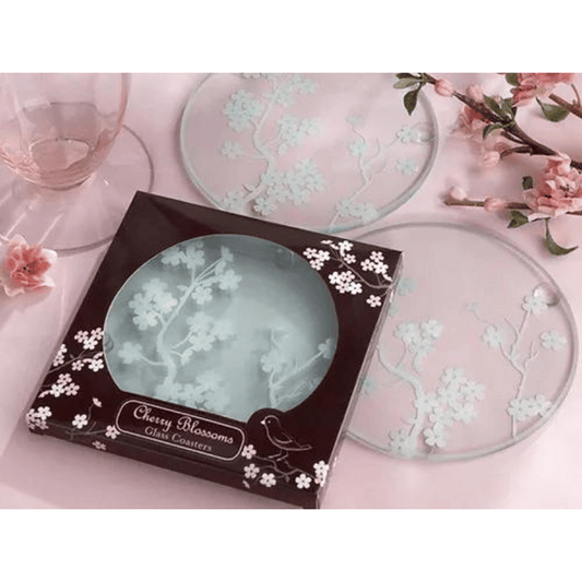 Cherry Blossoms Glass Coaster 2pc Set