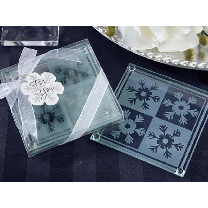 Snowflakes Glass Coasters 2pc