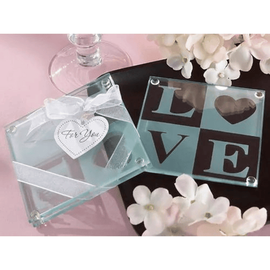 LOVE Glass Coasters 2pc