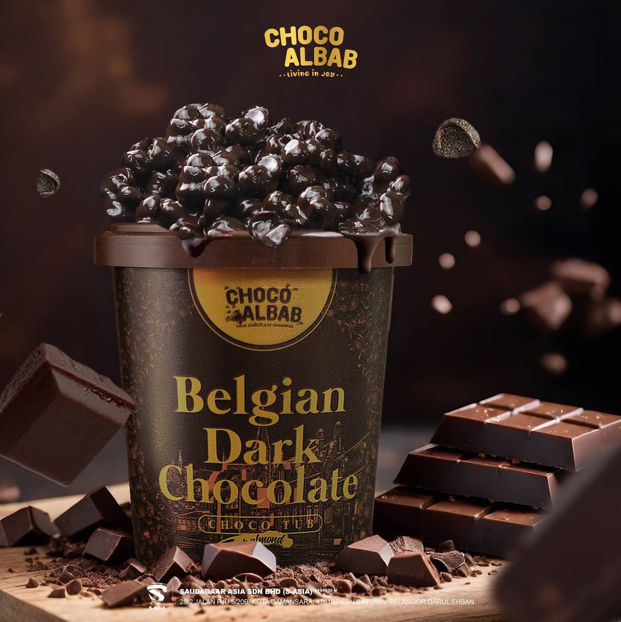 [Halal] Choco Albab Belgian Dark Chocolate Tub 260g